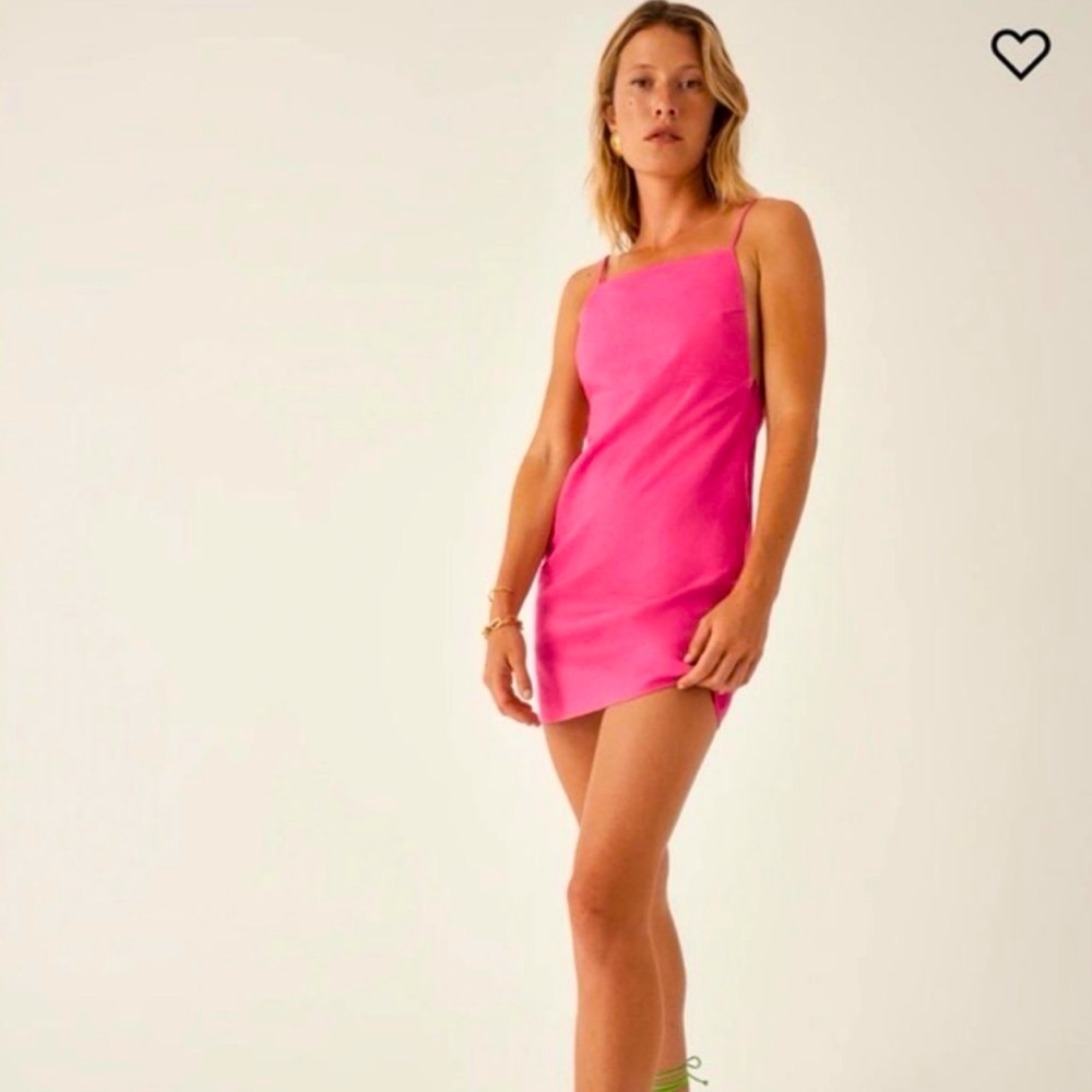Reformation pink Wiley linen sundress size 8.